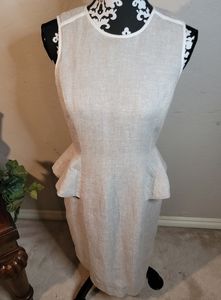 Jcrew Beige Peplum Linen Dress Sz 4